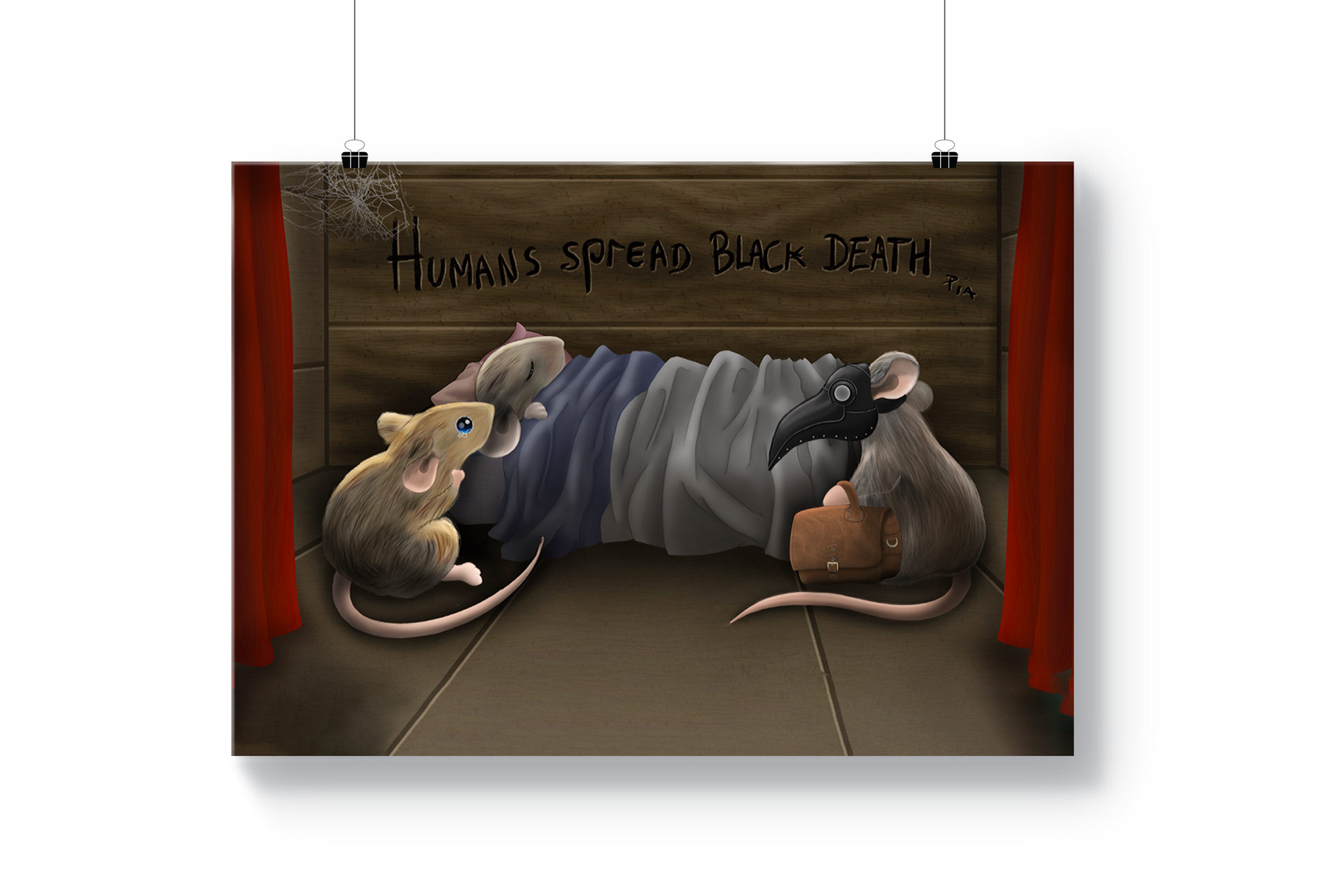 Print représentant La Peste Bubonique du point de vu des rats
